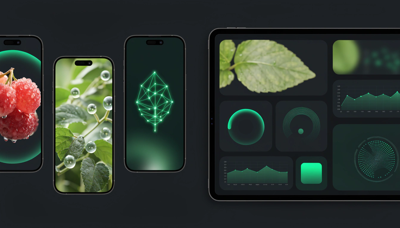 Mockup de la app móvil BerryHydro